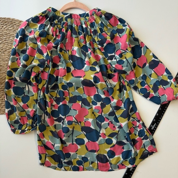 Boden Womens Multicolor Floral Tie Neck Blouse‎ Top 3/4 Sleeve Sz 2 - Picture 8 of 10